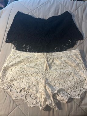 Express White & Blackp Crochet Lace Shorts - Bundle